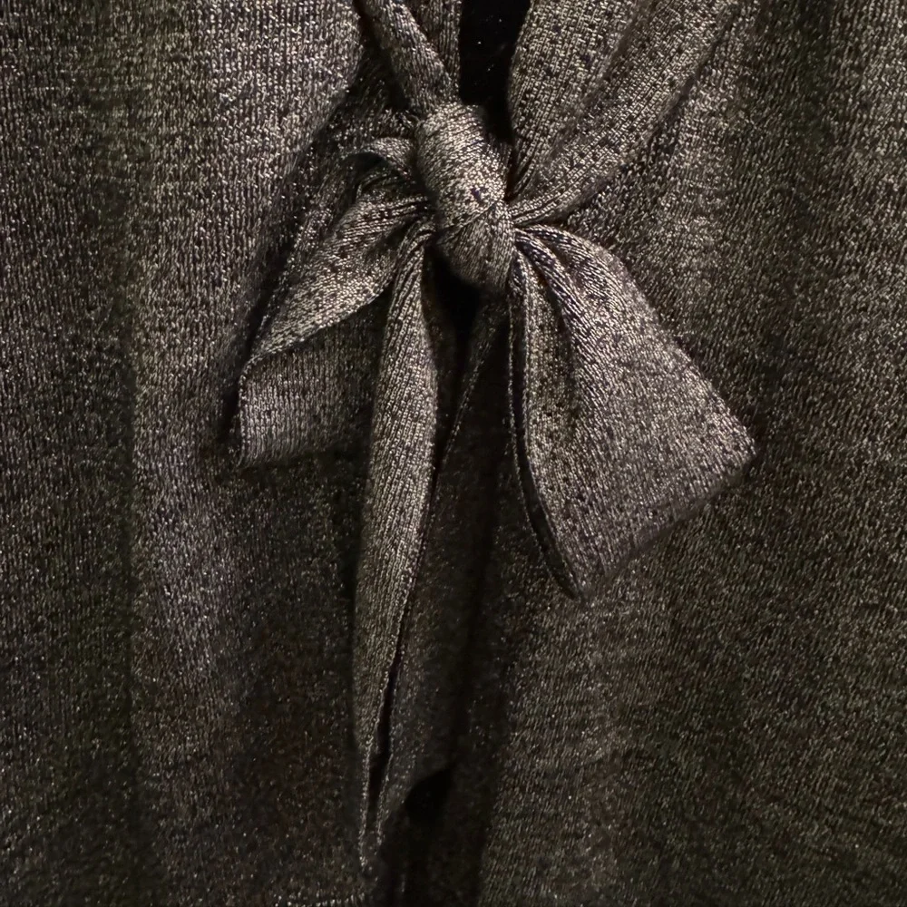 LANE BRYANT Grey Silver Classic Tie-Front Shine Sparkle Cardigan 18/20 2X
